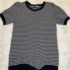 Zara Black and White Patterned Knit Top
